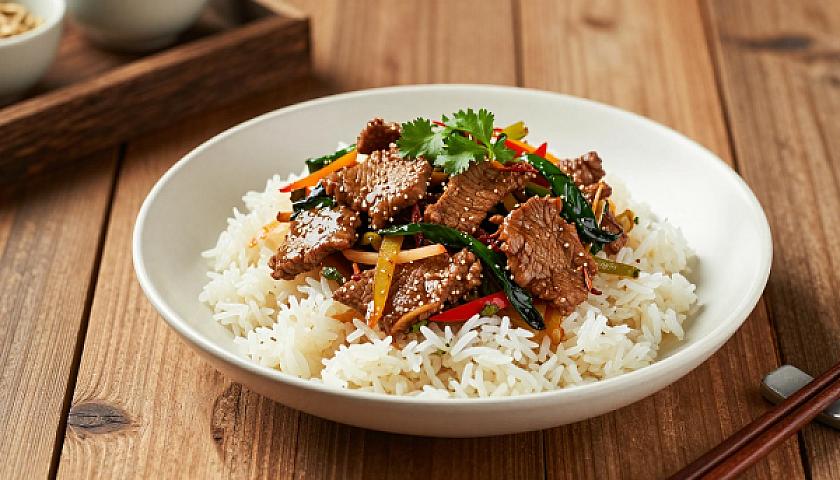Low-Carb Thai Basil Beef Stir‑Fry with Shirataki Rice