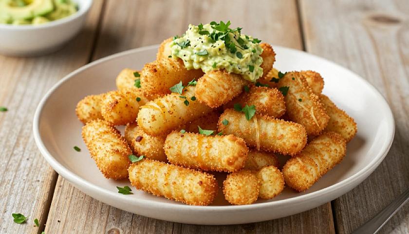 Keto Garlic Parmesan Cauliflower Tots with Avocado Ranch Dip