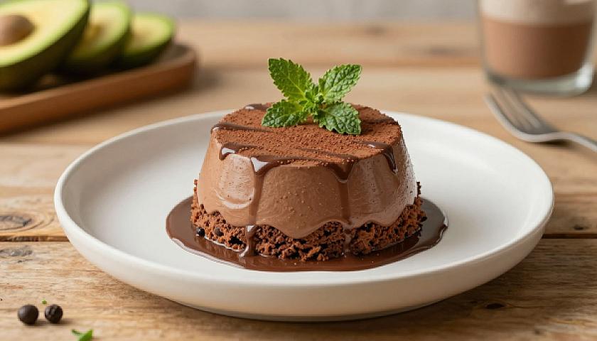 Keto Avocado Chocolate Mousse with Espresso Drizzle