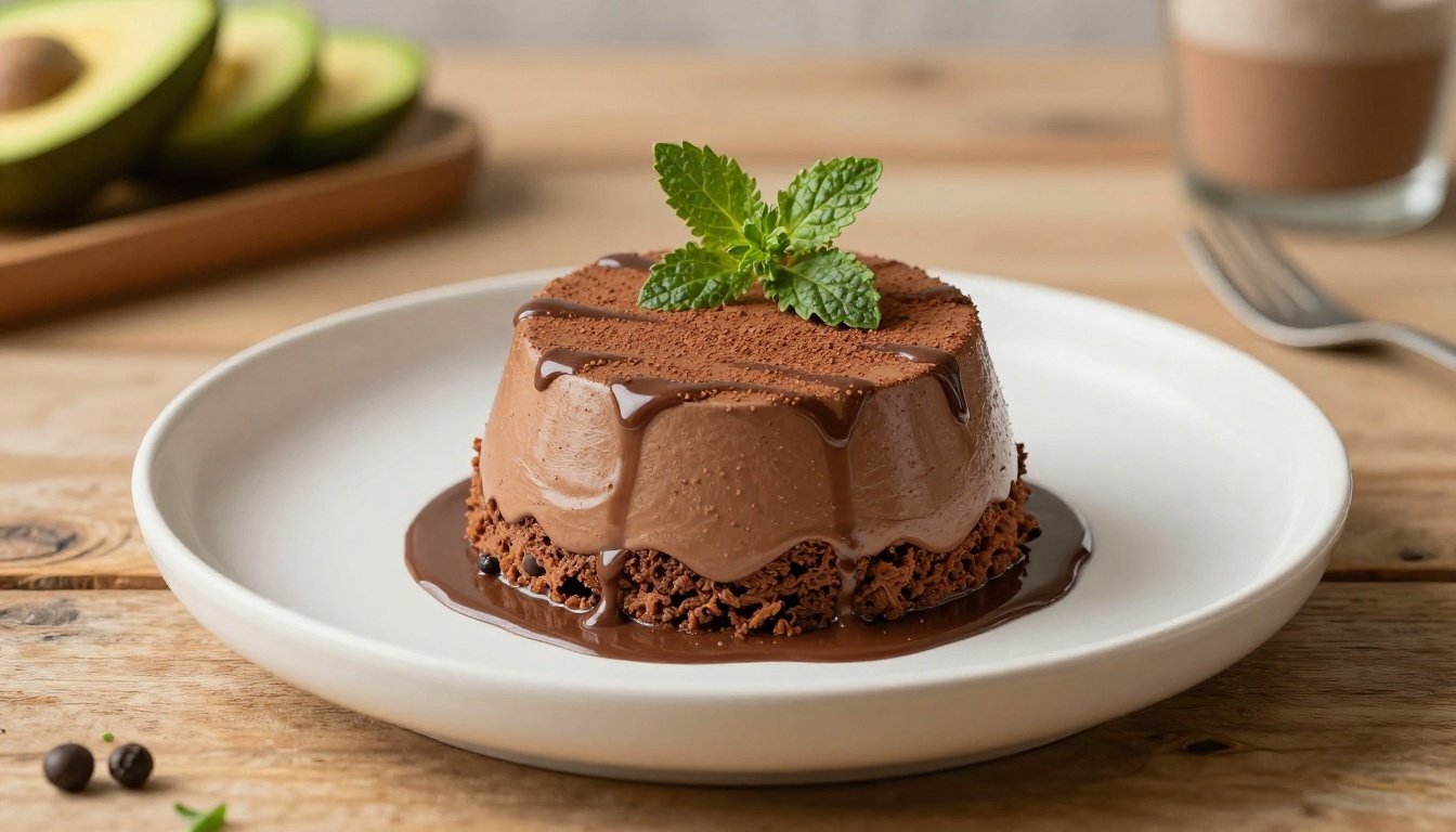 Keto Avocado Chocolate Mousse with Espresso Drizzle