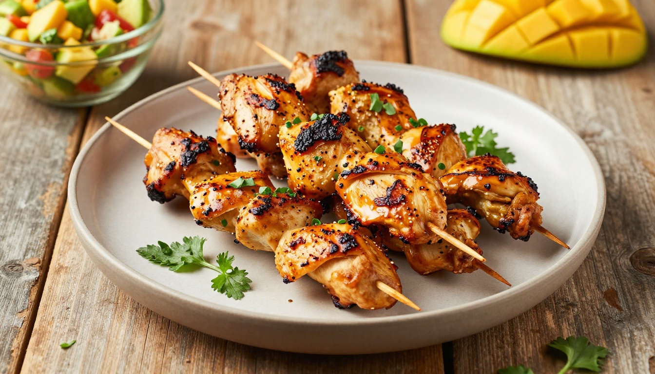 Keto Caribbean Jerk Chicken Skewers with Mango‑Avocado Salsa