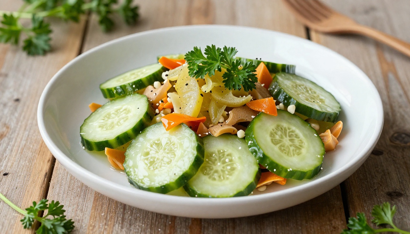 Keto Ginger-Lime Pickled Cucumber Salad