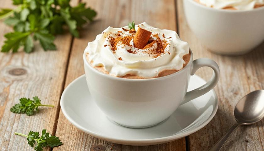 Keto Pumpkin Spice Hot Cocoa with Heavy Cream Whip