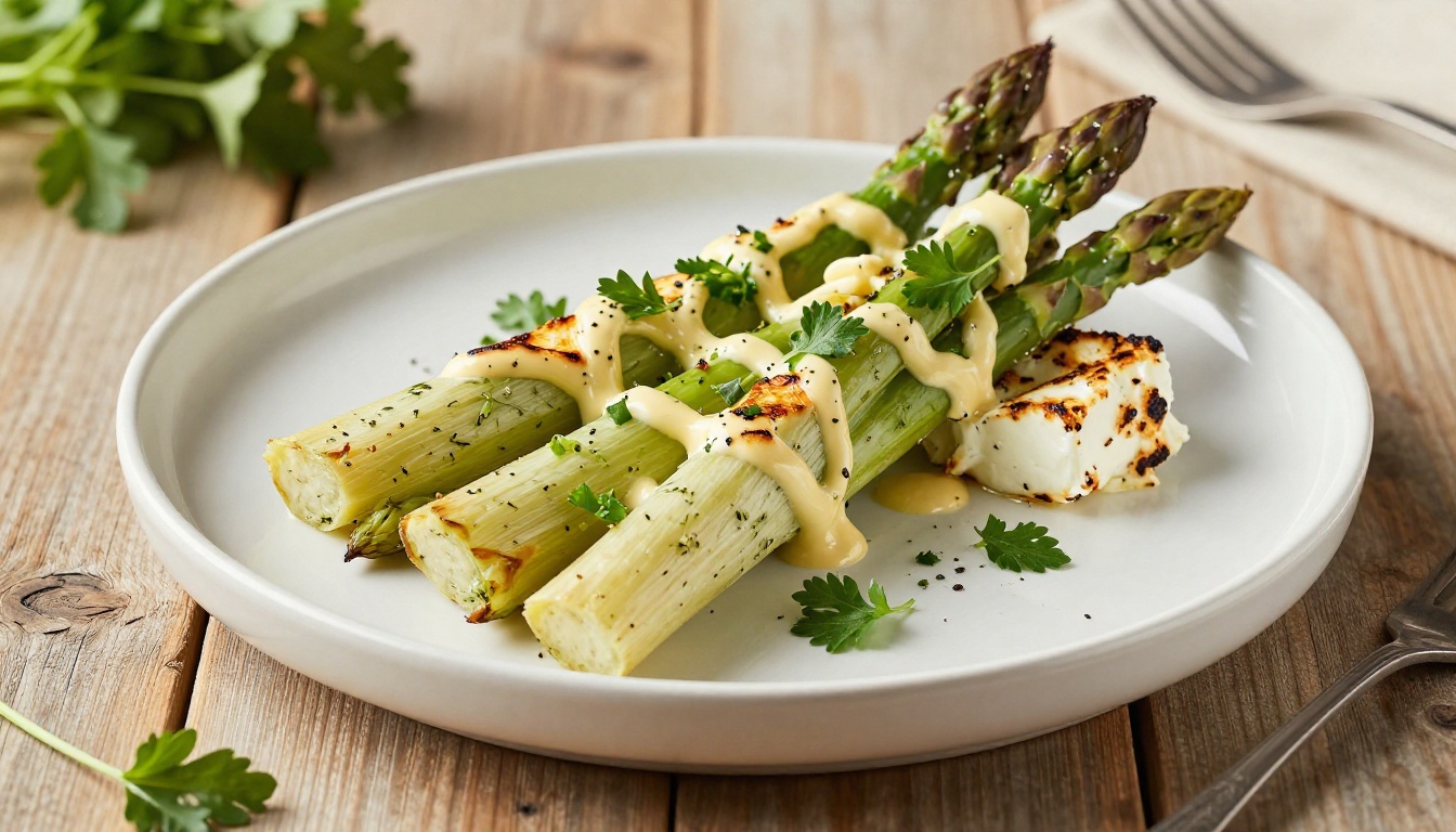Herb Butter Asparagus Bundles with Grilled Goat Cheese