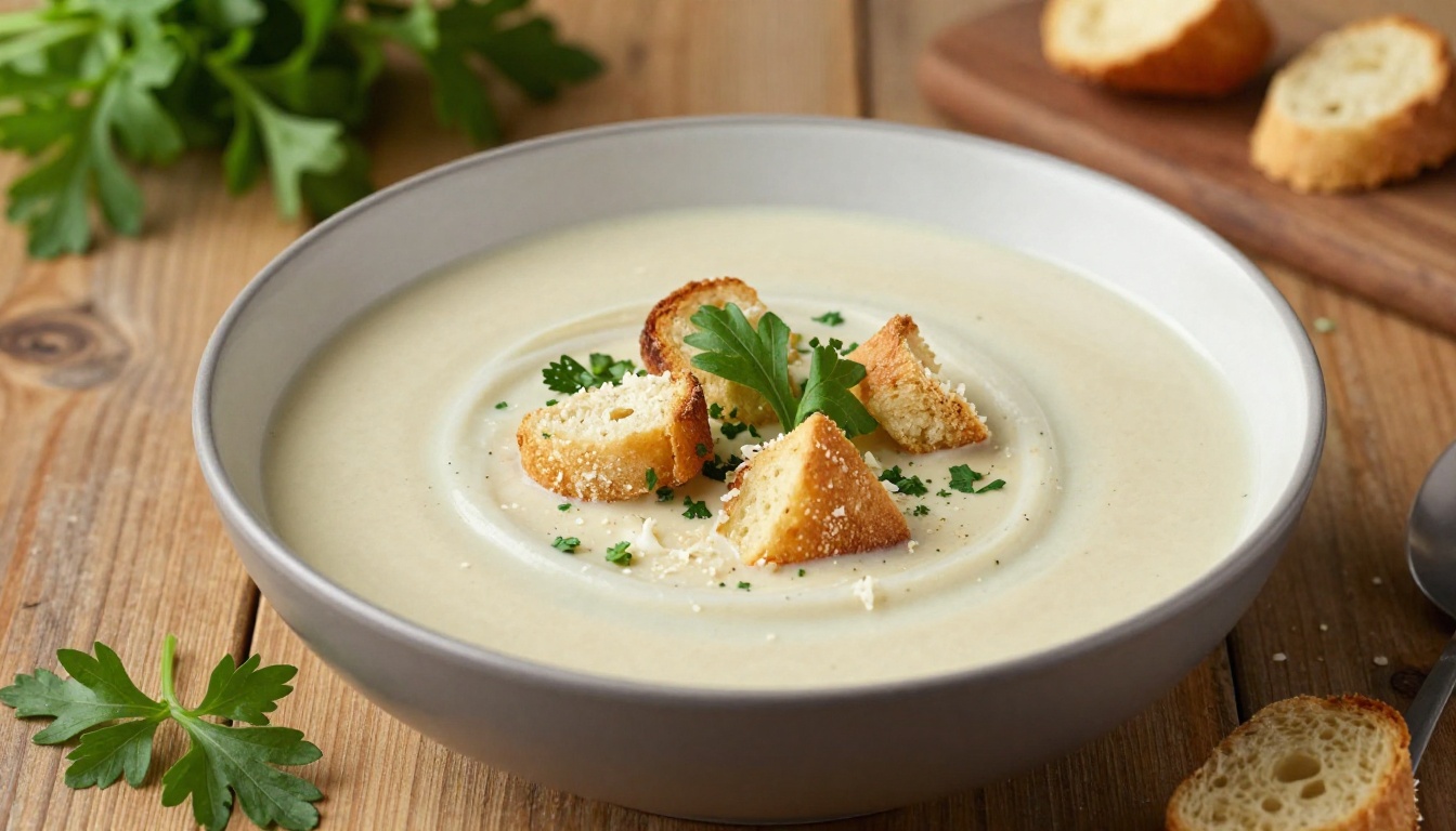 Keto Creamy Tomato Basil Soup with Parmesan Croutons