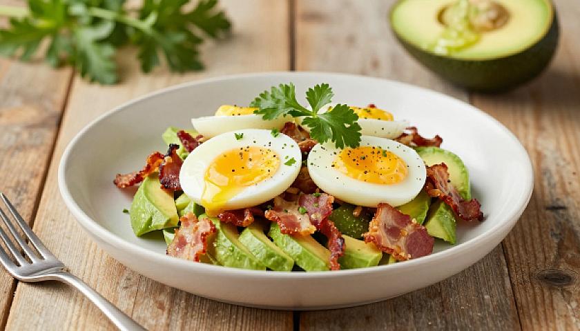 Bacon & Egg Salad with Avocado Lime Dressing