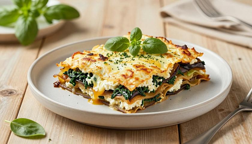 Savory Keto Eggplant Lasagna with Ricotta & Spinach