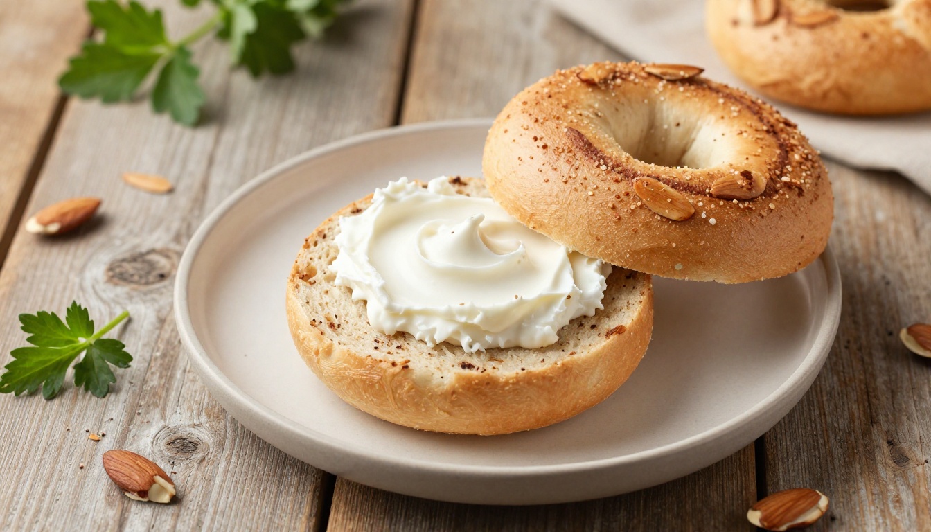 Low Carb Almond Flour Cinnamon Bagels with Cream Cheese