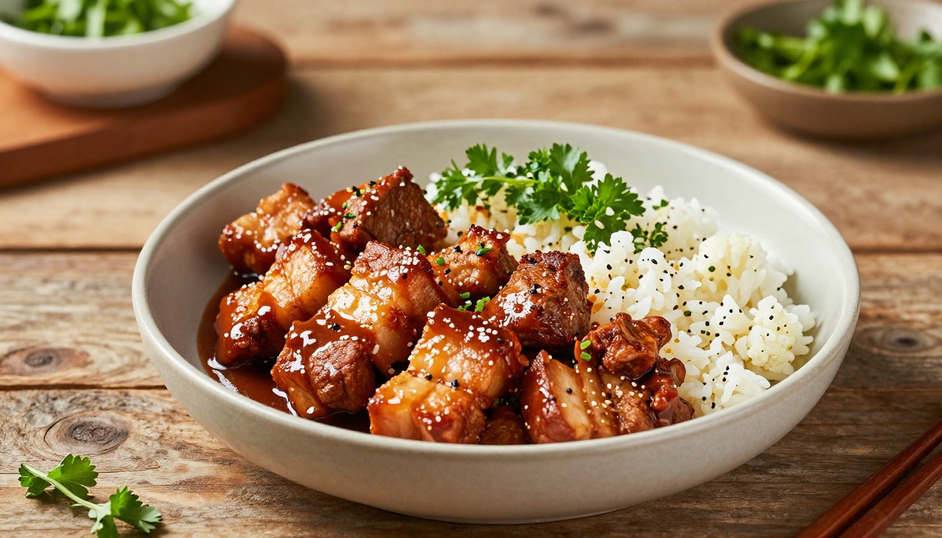 Spicy Korean Gochujang Pork Belly Bowls with Cauliflower Rice