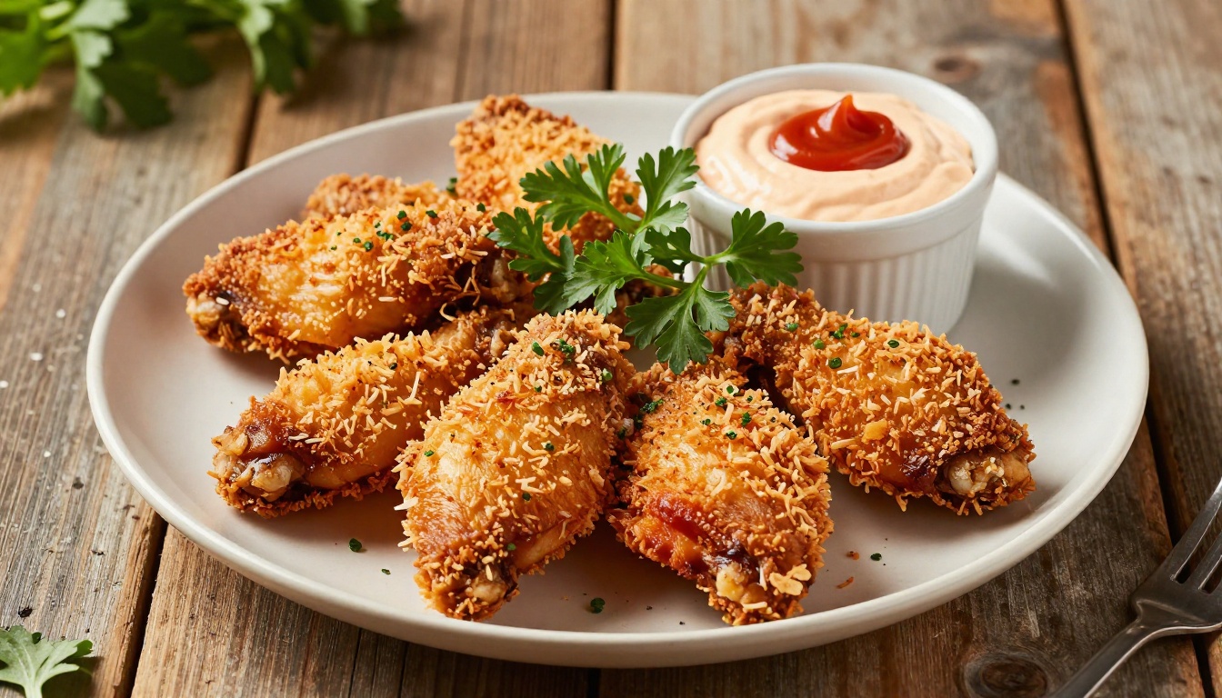 Crispy Coconut‑Crusted Chicken Wings with Sriracha Mayo Dip