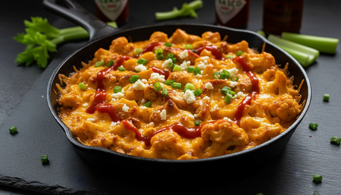 Cheesy Keto Buffalo Cauliflower "Mac" and Cheese